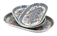 Polish Pottery Garden Butterfly 3 Piece Oval Server Set