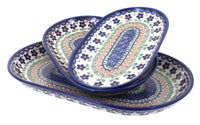 Aztec Flower 3 Piece Oval Server Set Polish Pottery