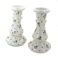 Polish Pottery Country Meadow Candlestick Pair