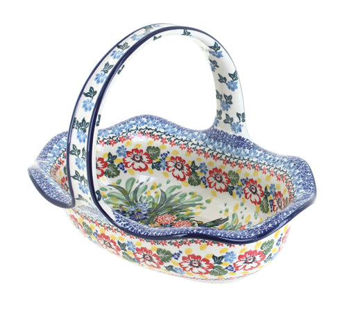 Polish Pottery Hummingbird Basket