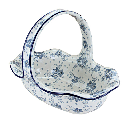 Polish Pottery Blue Fleur Basket