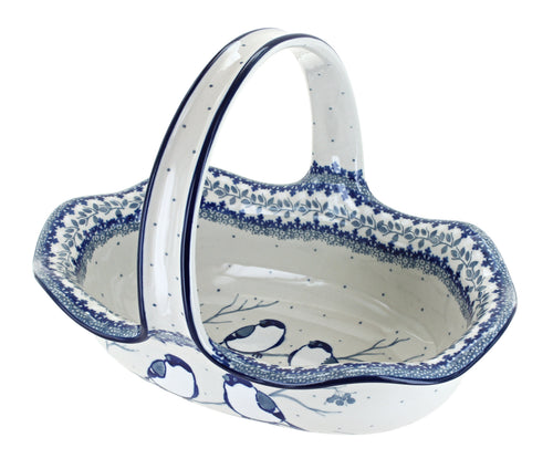 Polish Pottery Bluebird Basket
