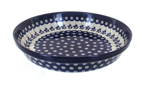 Polish Pottery Flowering Peacock Pie Plate