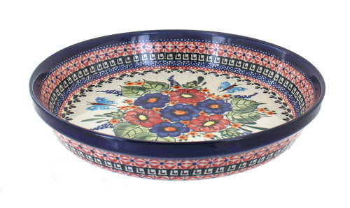 Polish Pottery Floral Butterfly Pie Plate