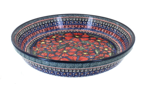 Polish Pottery Jungle Flower Pie Plate