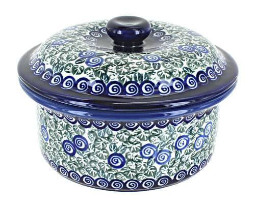 Polish Pottery Seaside Swirl Baker with Lid