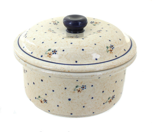 Polish Pottery Country Meadow Round Baker with Lid