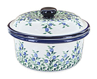Polish Pottery Porcelain Vine Round Baker with Lid