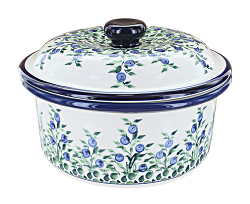 Polish Pottery Porcelain Vine Round Baker with Lid