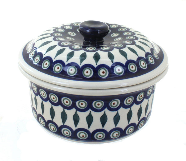 Peacock Round Baker with Lid
