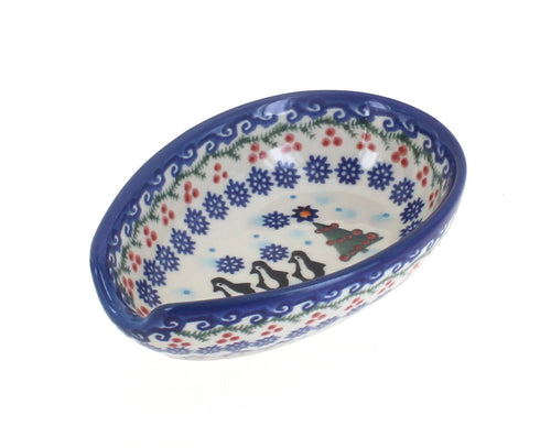 Arctic Holidays Small Spoon Rest Polish Pottery