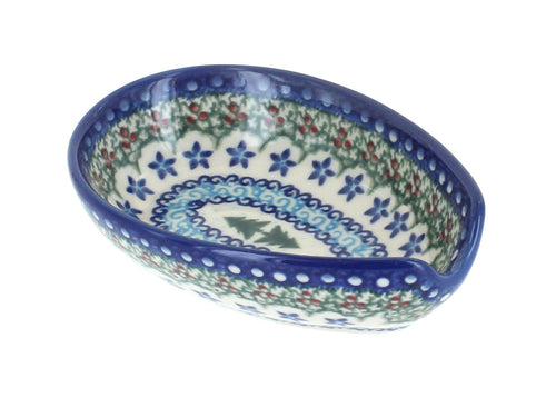 Polish Pottery Holiday Pine Small Spoon Rest