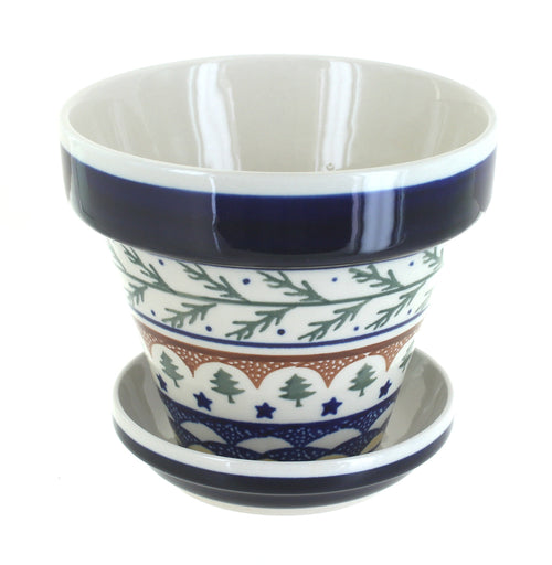 Polish Pottery Evergreen Small Flower Pot