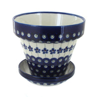 Polish Pottery Flowering Peacock Small Flower Pot