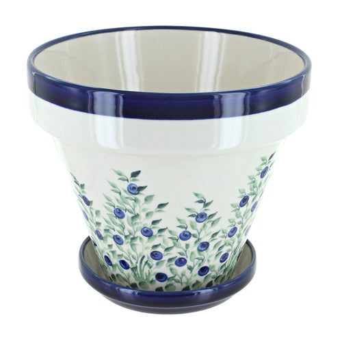 Polish Pottery Porcelain Vine Medium Flower Pot