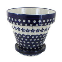 Polish Pottery Flowering Peacock Medium Flower Pot