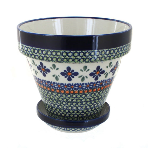 Polish Pottery Mosaic Flower Medium Flower Pot