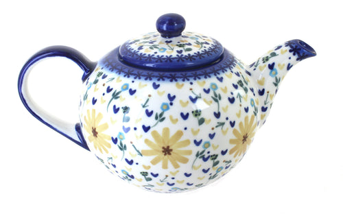 Polish Pottery Yellow Daisy Large Teapot
