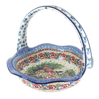 Polish Pottery Hummingbird Round Basket