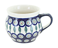 Polish Pottery Peacock Bell Shaped Mug