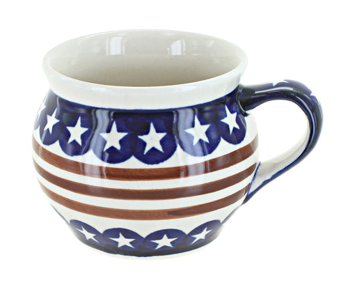 Polish Pottery Stars & Stripes Bell Shaped Mug