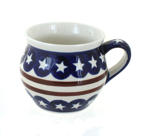Polish Pottery Stars & Stripes Medium Bell Shaped Mug