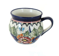 Polish Pottery Floral Butterfly Medium Bell Shaped Mug