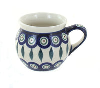 Polish Pottery Peacock Small Bell Shaped Mug