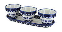 Polish Pottery Flowering Peacock Flower Pots with Tray