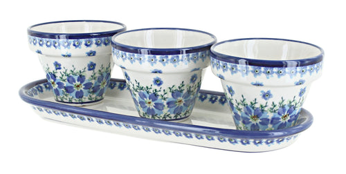 Polish Pottery Kalina Flower Pots with Tray
