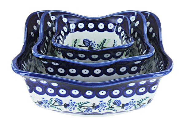 Sweet Annie 3 Piece Square Scallop Bowl Set