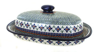 Polish Pottery Mosaic Flower Bread Container