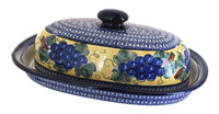 Polish Pottery Grapes Bread Container