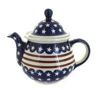 Polish Pottery Stars & Stripes Large Teapot