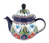 Polish Pottery Floral Butterfly Large Teapot