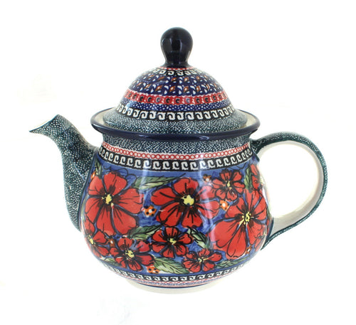 Polish Pottery Jungle Flower Large Teapot