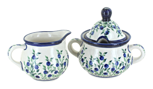 Polish Pottery Porcelain Vine Cream & Sugar Set