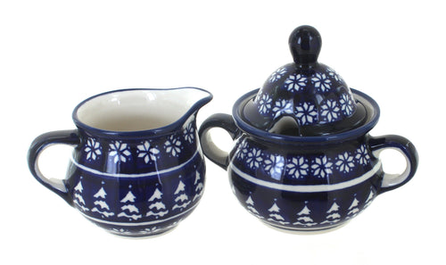 Polish Pottery Winter Nights Cream & Sugar Set