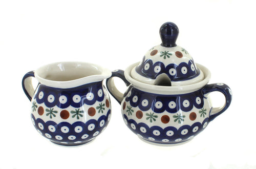 Polish Pottery Nature Cream & Sugar Set