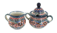 Polish Pottery Jungle Flower Cream & Sugar Set