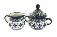 Polish Pottery Mosaic Flower Cream & Sugar Set