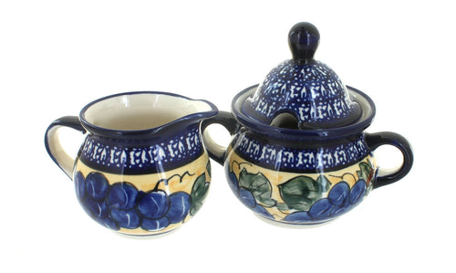 Polish Pottery Grapes Cream & Sugar Set