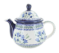 Polish Pottery Blue Tulip Large Teapot