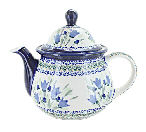 Polish Pottery Blue Tulip Large Teapot