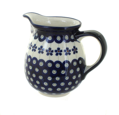 Polish Pottery Flowering Peacock Small Pitcher