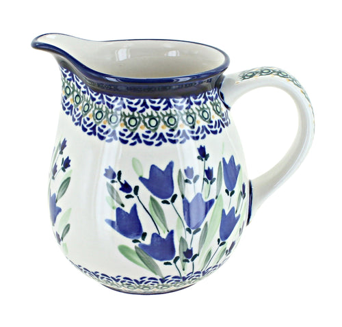 Polish Pottery Blue Tulip Small Pitcher