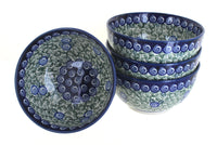 Polish Pottery Seaside Swirl 4 Piece Dessert Bowl Set