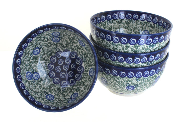 Polish Pottery Seaside Swirl 4 Piece Dessert Bowl Set
