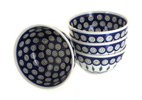 Polish Pottery Peacock 4 Piece Dessert Bowl Set