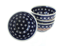 Polish Pottery Stars & Stripes 4 Piece Dessert Bowl Set
